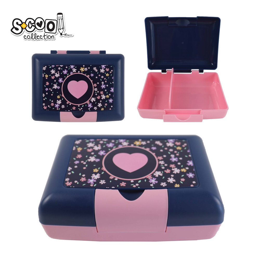 Cutie sandwich, compartimentata, PINK HEART, 900 ml, 17.5x13x6 cm - S-COOL