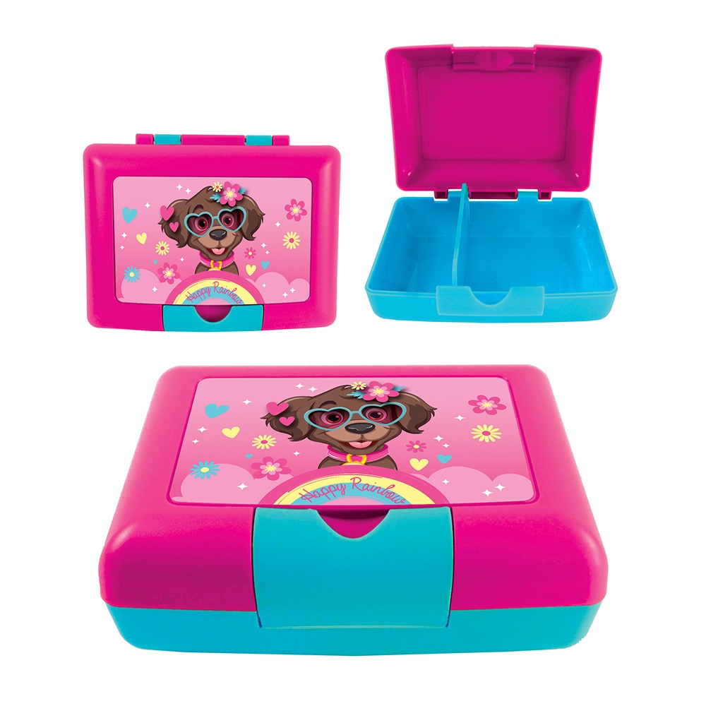 Cutie sandwich, compartimentata, 900ml, HAPPY RAINBOW, 17.5x13x6 cm - S-COOL