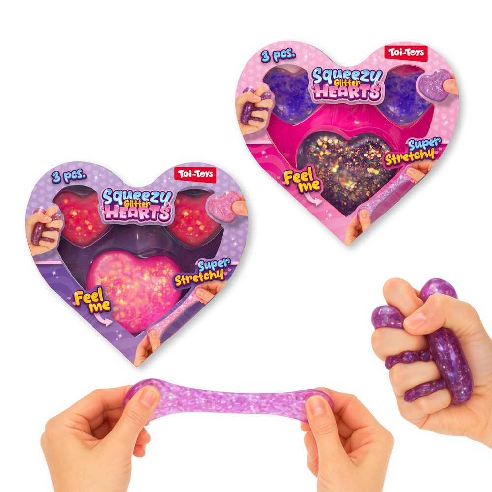 Jucarie Squeezy, Inimioara, Jelly Glitter, 4.5 cm - Toi-Toys