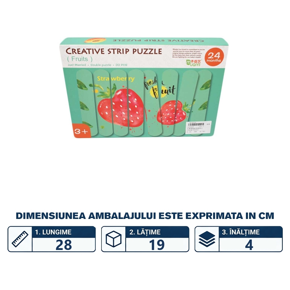 Puzzle betisoare din lemn, Fructe, 32 piese - imagine 2