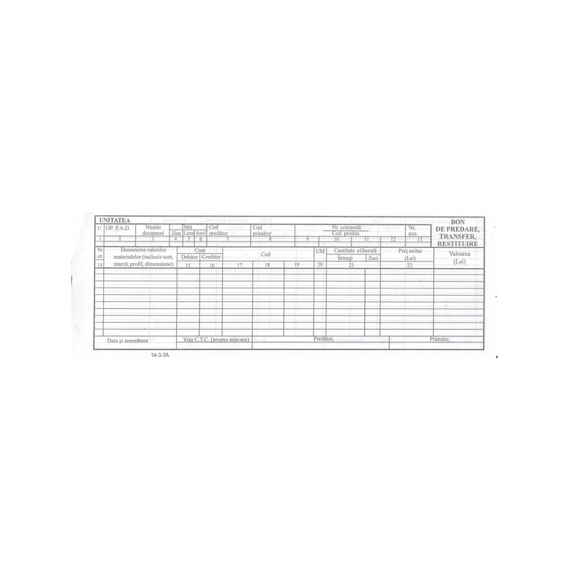 Bon de predare/transfer/restituire 1/2 A4, 100 file