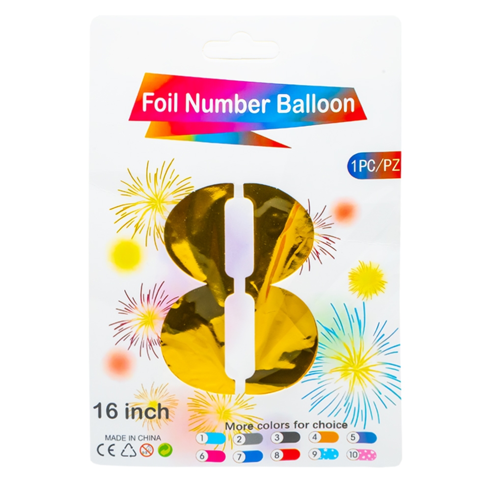 Balon, folie aluminiu, Auriu, cifra 8, 40 cm