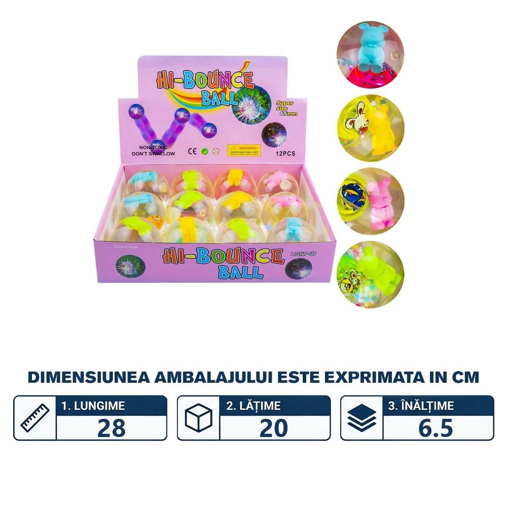 Minge cauciuc, cu led, 6.5 cm - Ursulet - imagine 2