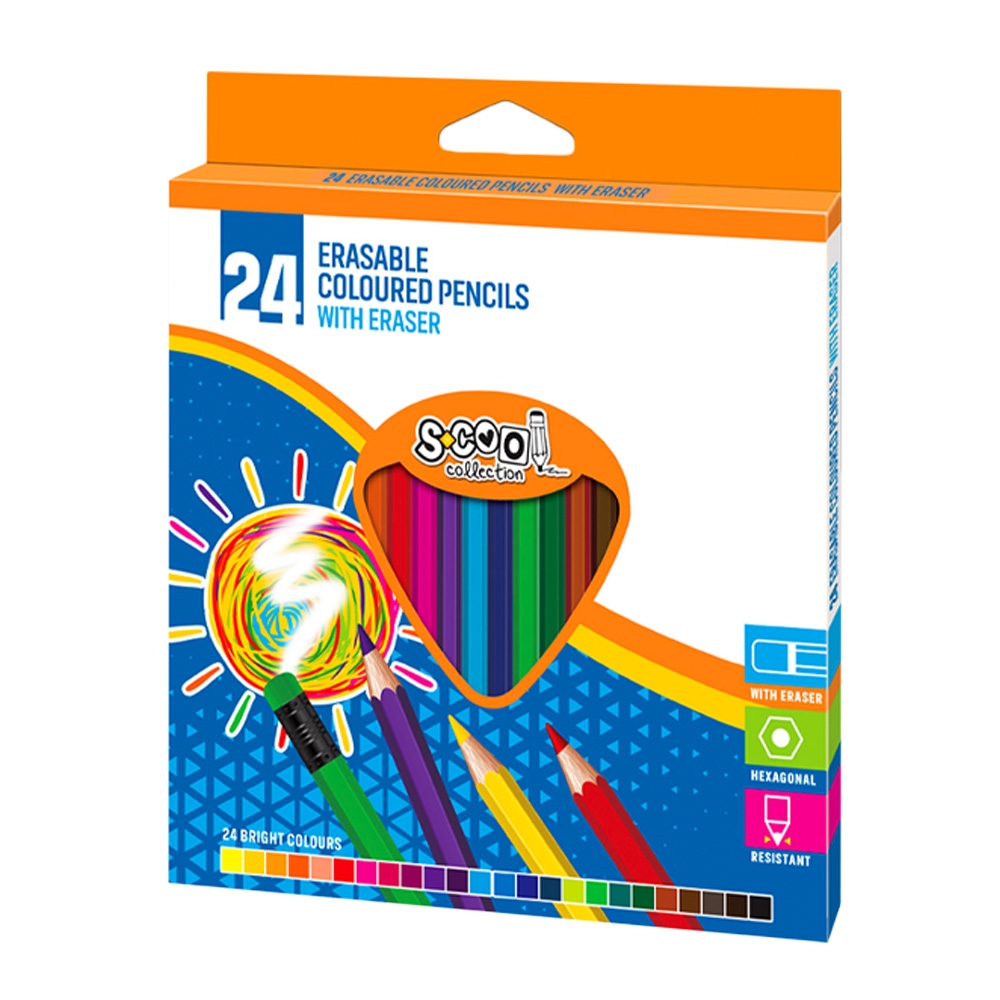 Creioane color cu radiera, 24 cul/set - S-COOL - imagine 3