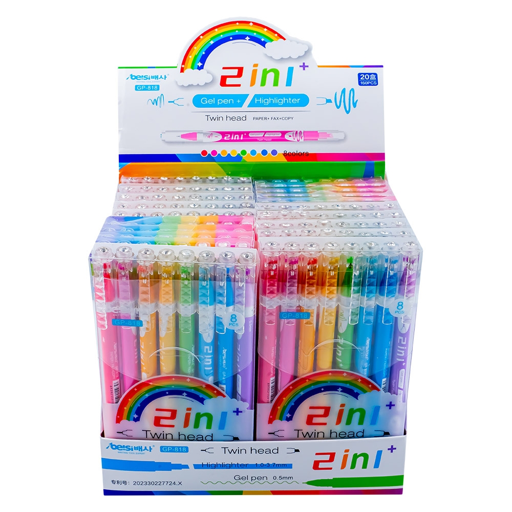 Pix cu gel + text marker, 2 capete, 8 culori/set - imagine 6