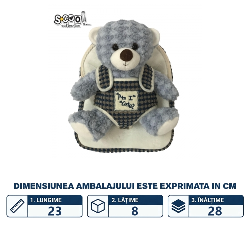 Ghiozdan gradinita Baby Animals, 23x8x28 cm, BLUE BEAR - S-COOL - imagine 2