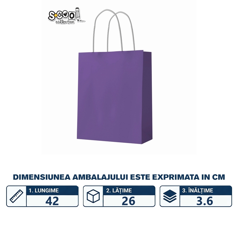 Punga hartie Craft, mov, 26x32x12 cm, 150 gr - S-COOL - imagine 2
