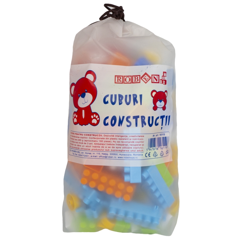 Cuburi constructii ambalaj mic, 160 piese/285g - ROBENTOYS - imagine 5