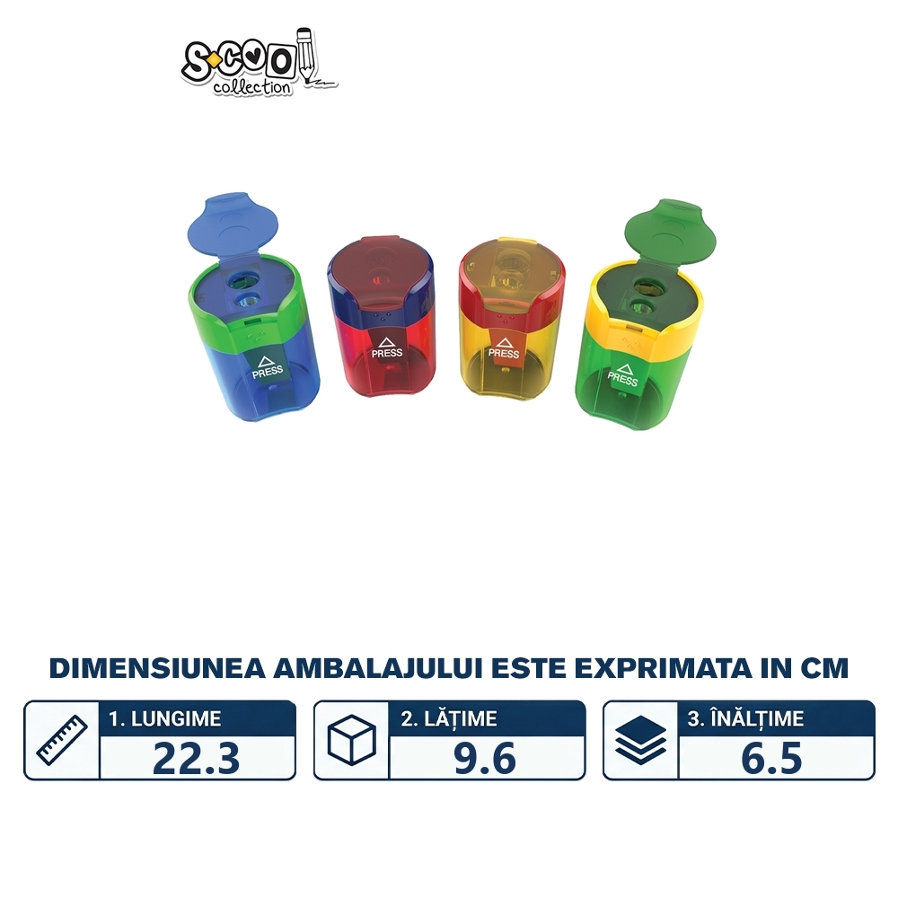 Ascutitoare dubla, cu container, 10 buc/display - S-COOL - imagine 2