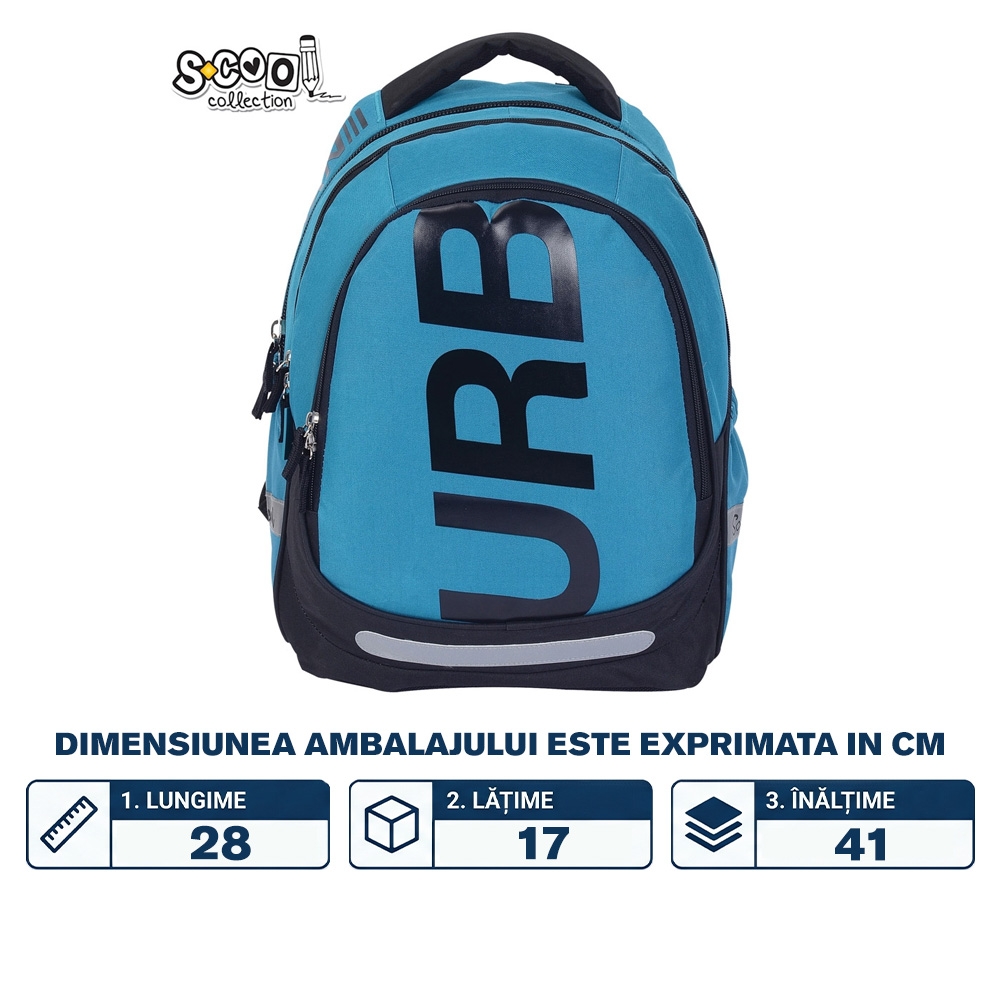 Ghiozdan anatomic light, URBAN, 41x28x17 cm, BLUE - S-COOL - imagine 2