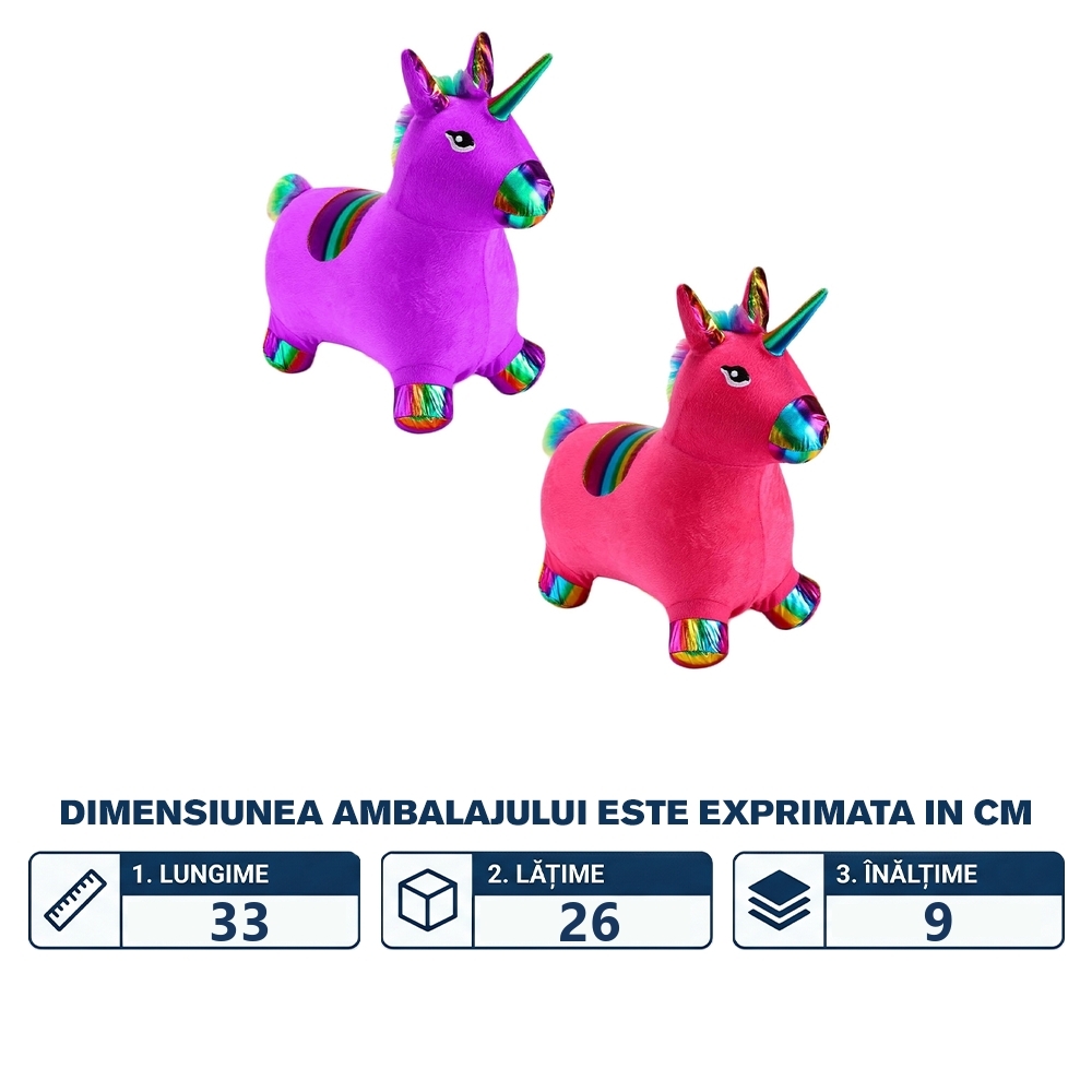 Unicorn din cauciuc, gonflabil, plusat - imagine 2
