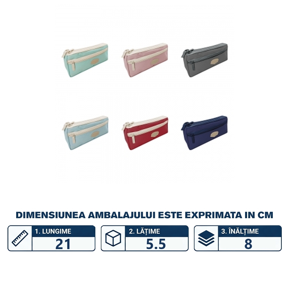 Penar borseta, 2 fermoare, Urban, 21x5.5x21 cm - S-COOL - imagine 2