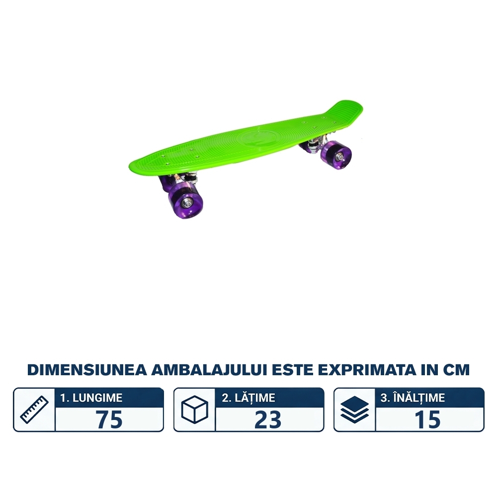 Placa skateboard, roti silicon, 73 cm - imagine 2