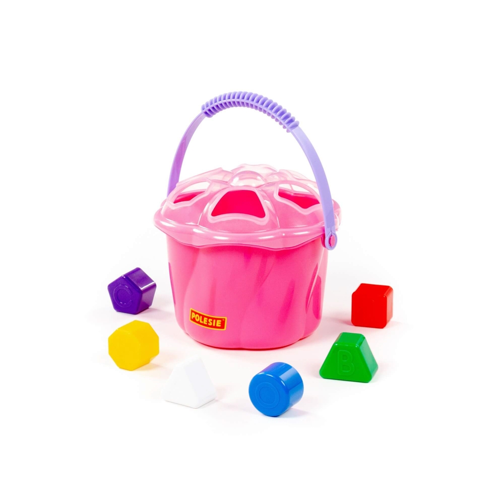 Galetusa roz cu forme de sortare, 6 buc/set, 17.5x15.7x14 cm, Polesie