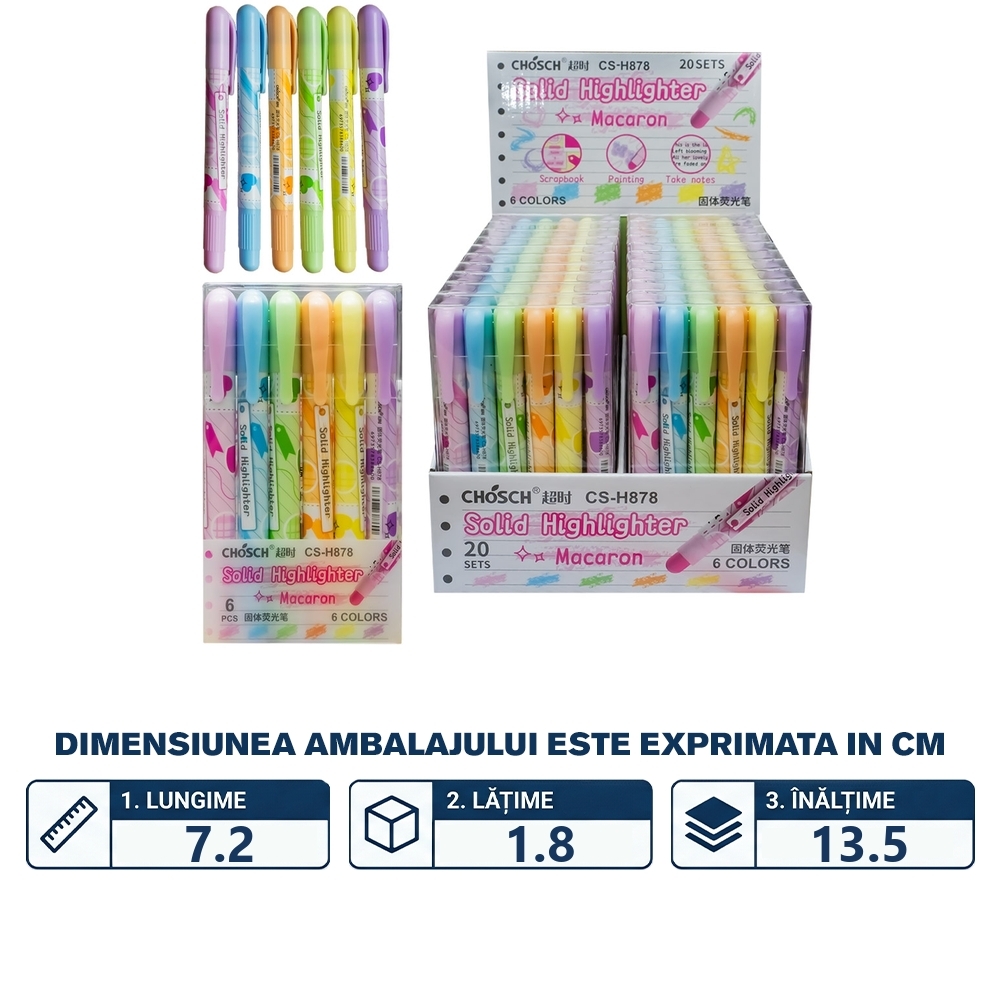Creioane cerate, 6 buc/set - Macaron - imagine 2