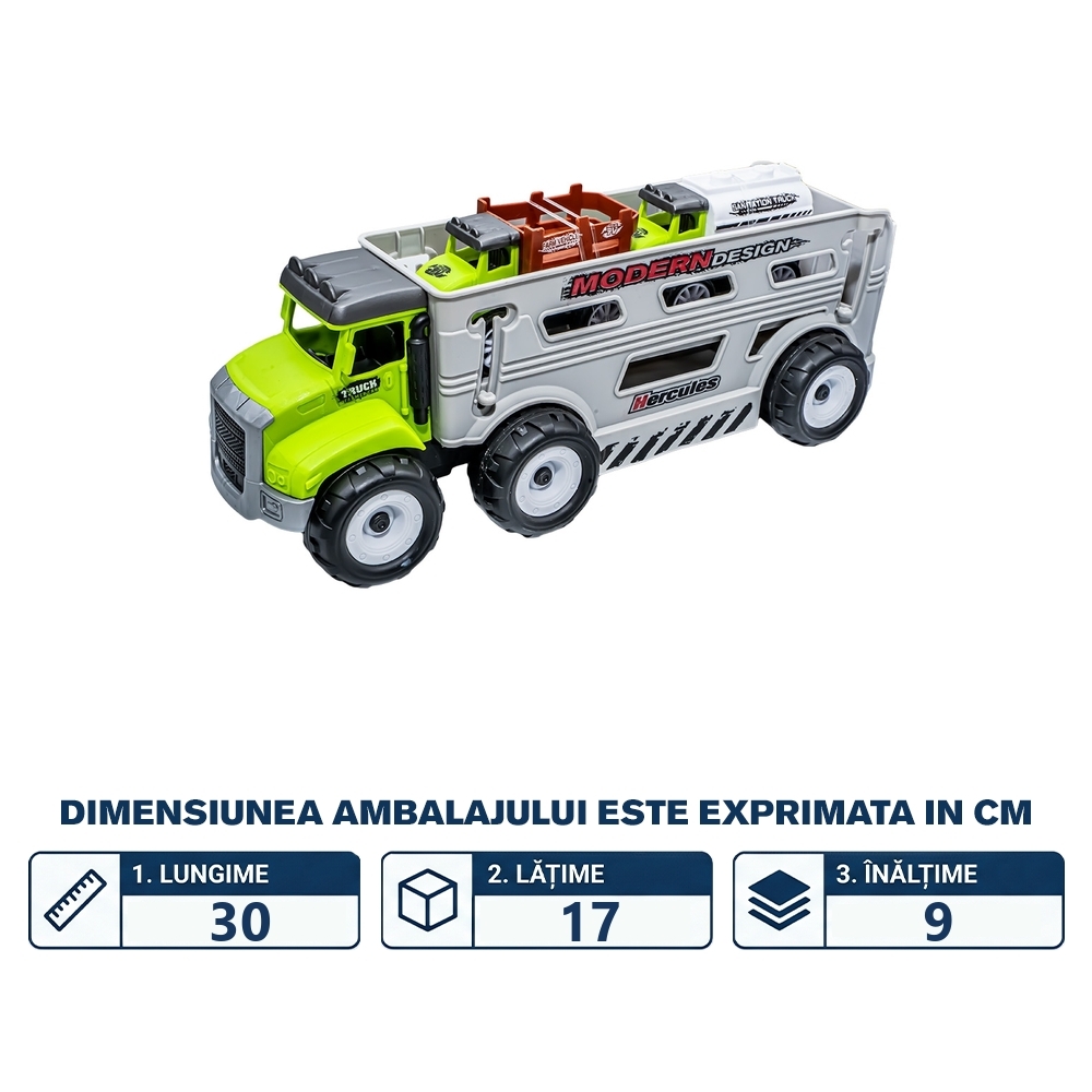 Camion + 2 utilaje agricole, 24x8x9 cm - imagine 2