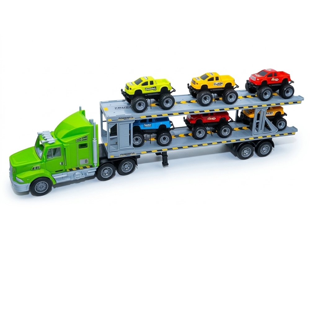 Camion remorcare (platforma) cu frictiune + 6 masini - imagine 2