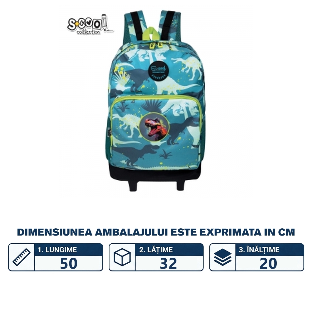 Ghiozdan Trolley, 45x32x16.5 cm, DINO- S-COOL - imagine 2