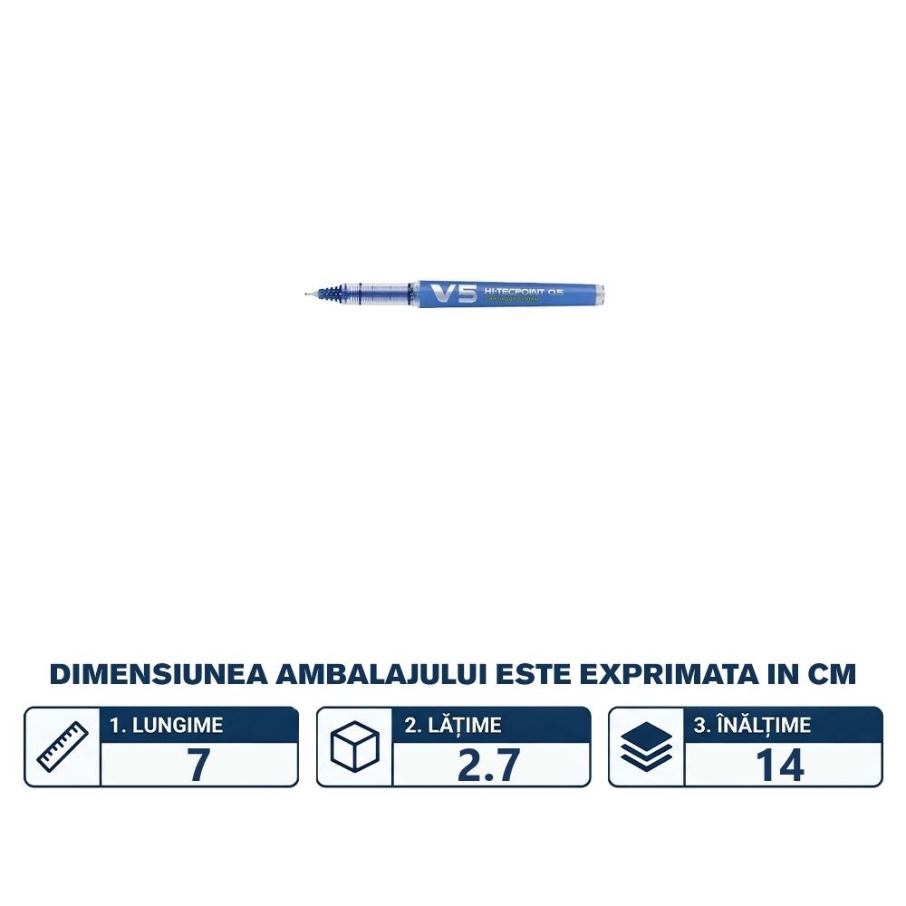 Roller V5 Hi-Tecpoint, 0,5mm, albastru - PILOT - imagine 2