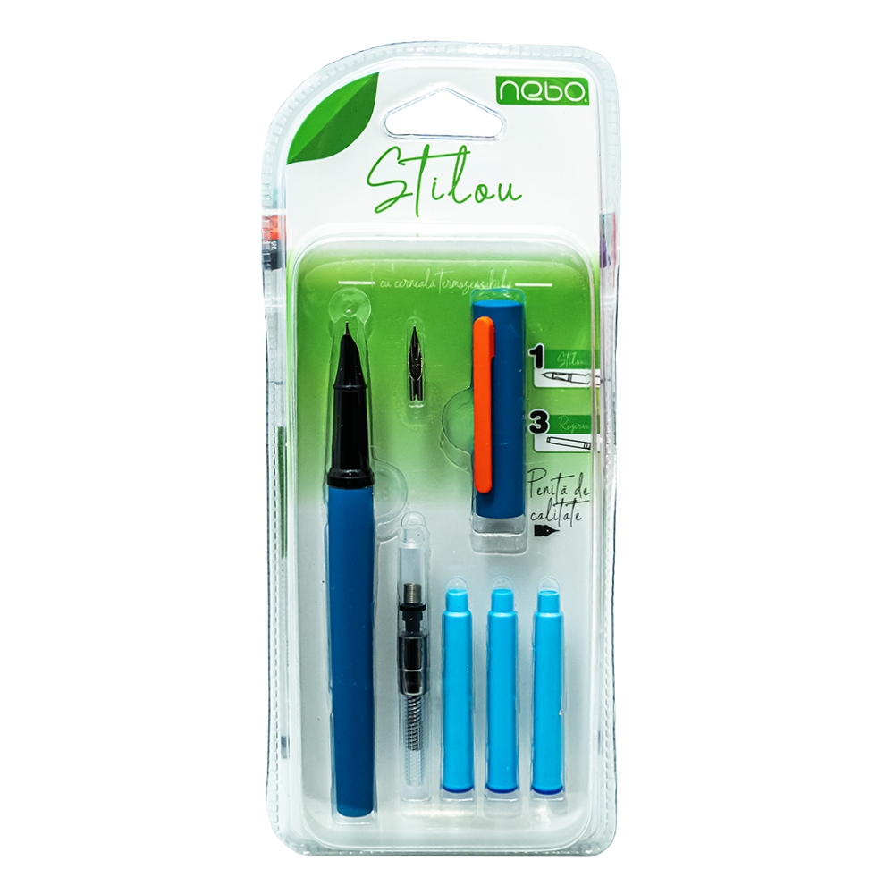 Stilou cu cerneala termosensibila + rezerve, blister - NEBO - imagine 4