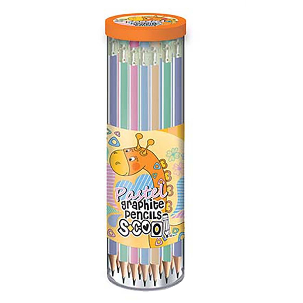 Creion grafit HB, cu radiera, pastel, 48 buc/cutie - S-COOL - imagine 3