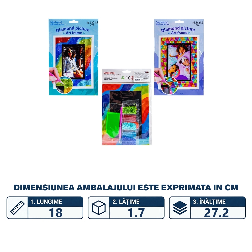 Set creativ: Rama foto cu diamante, 16.5x21.5 cm - imagine 2