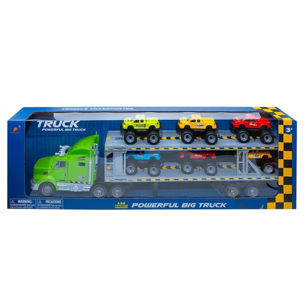 Camion remorcare (platforma) cu frictiune + 6 masini - imagine 3