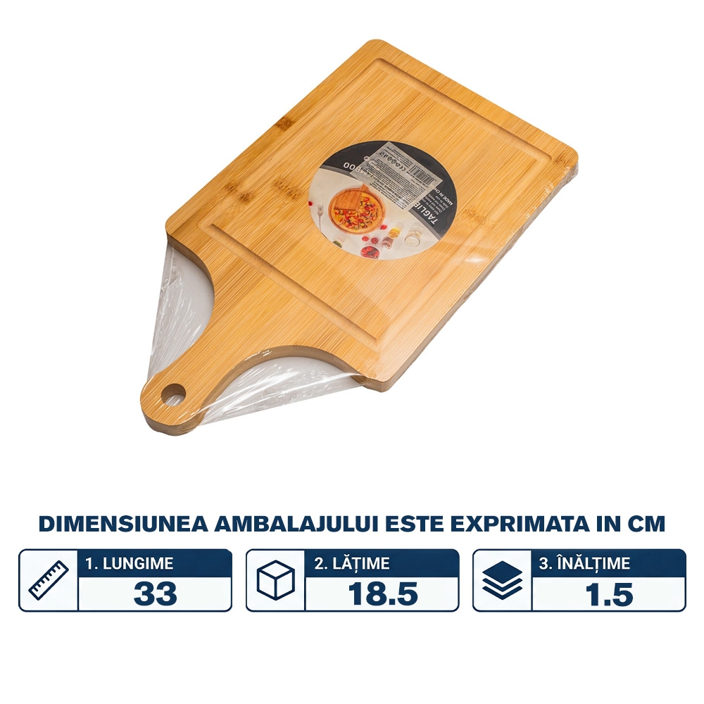 Tocator din bambus, 33x18,5x1,5 cm - imagine 2