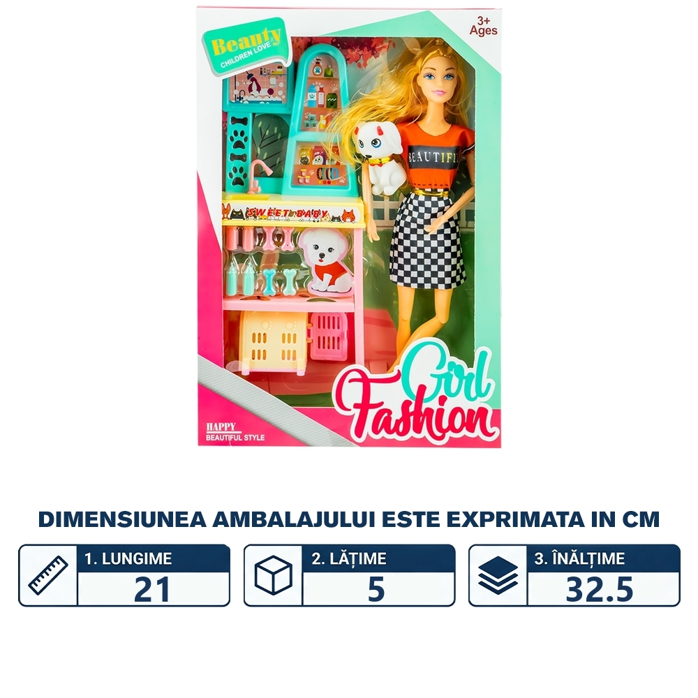 Papusa cu accesorii salon animale - imagine 2
