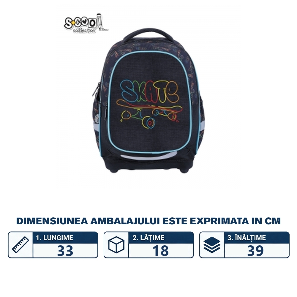 Ghiozdan anatomic, 39x33x18 cm, SKATE - S-COOL - imagine 2