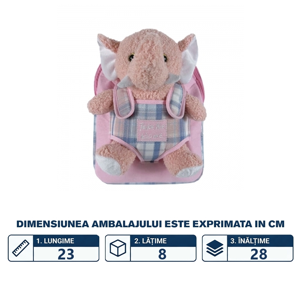 Ghiozdan gradinita Baby Animals, 23x8x28 cm, ELEPHANT - S-COOL - imagine 2