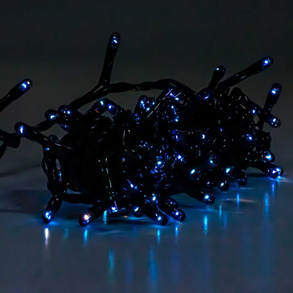 Instalatie pom Craciun, 100 becuri Led, albastra