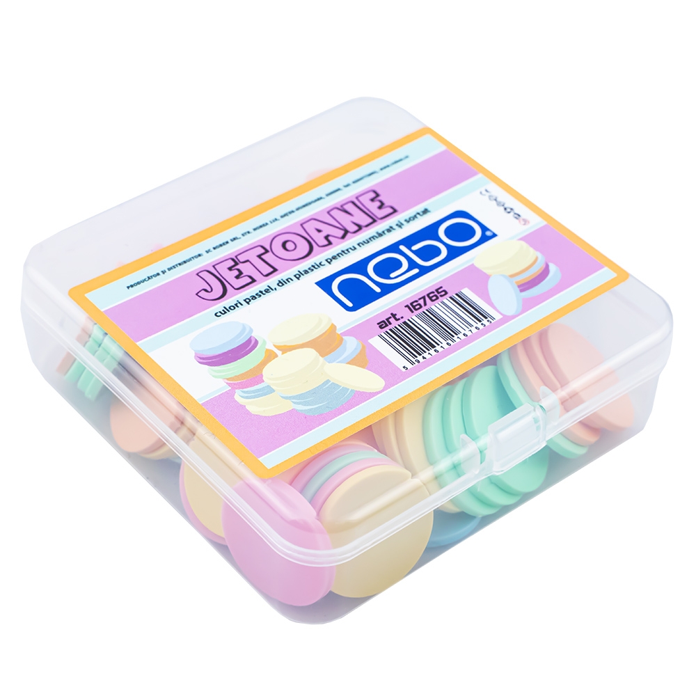 Jetoane din plastic, culori pastel, 80 buc/set - NEBO - imagine 4