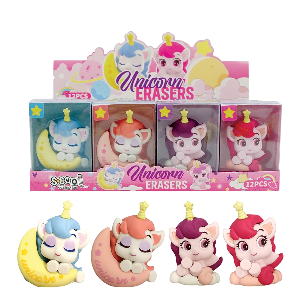 Radiera color, model Unicorn, 1 buc/cutie PVC - S-COOL