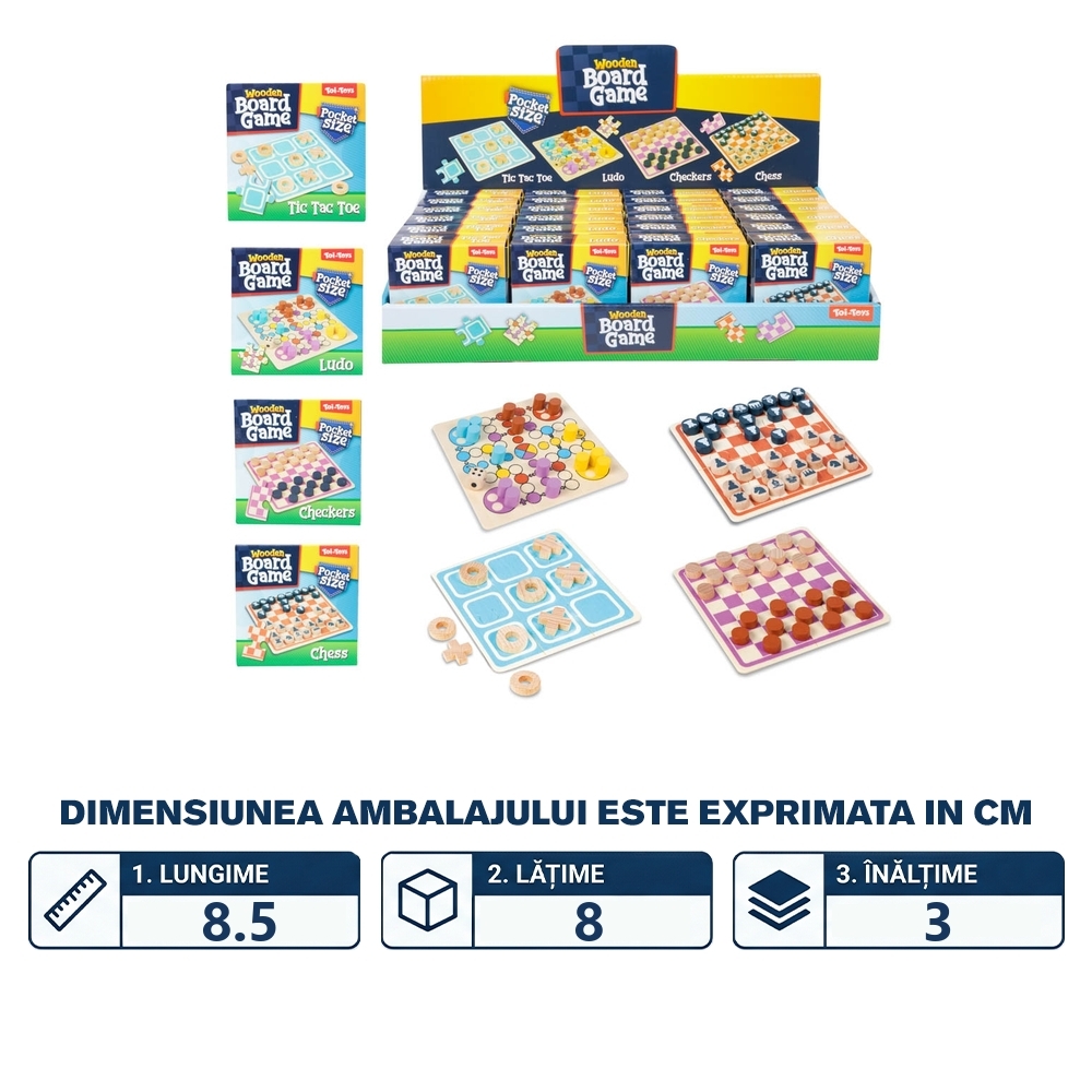 Mini jocuri de societate, 4 in 1, din lemn - Toi-Toys - imagine 6