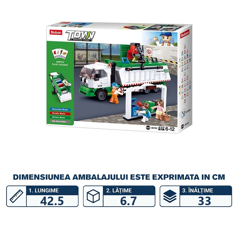 Set de constructie Town, 432 piese, Masina de salubrizare - Sluban - imagine 2