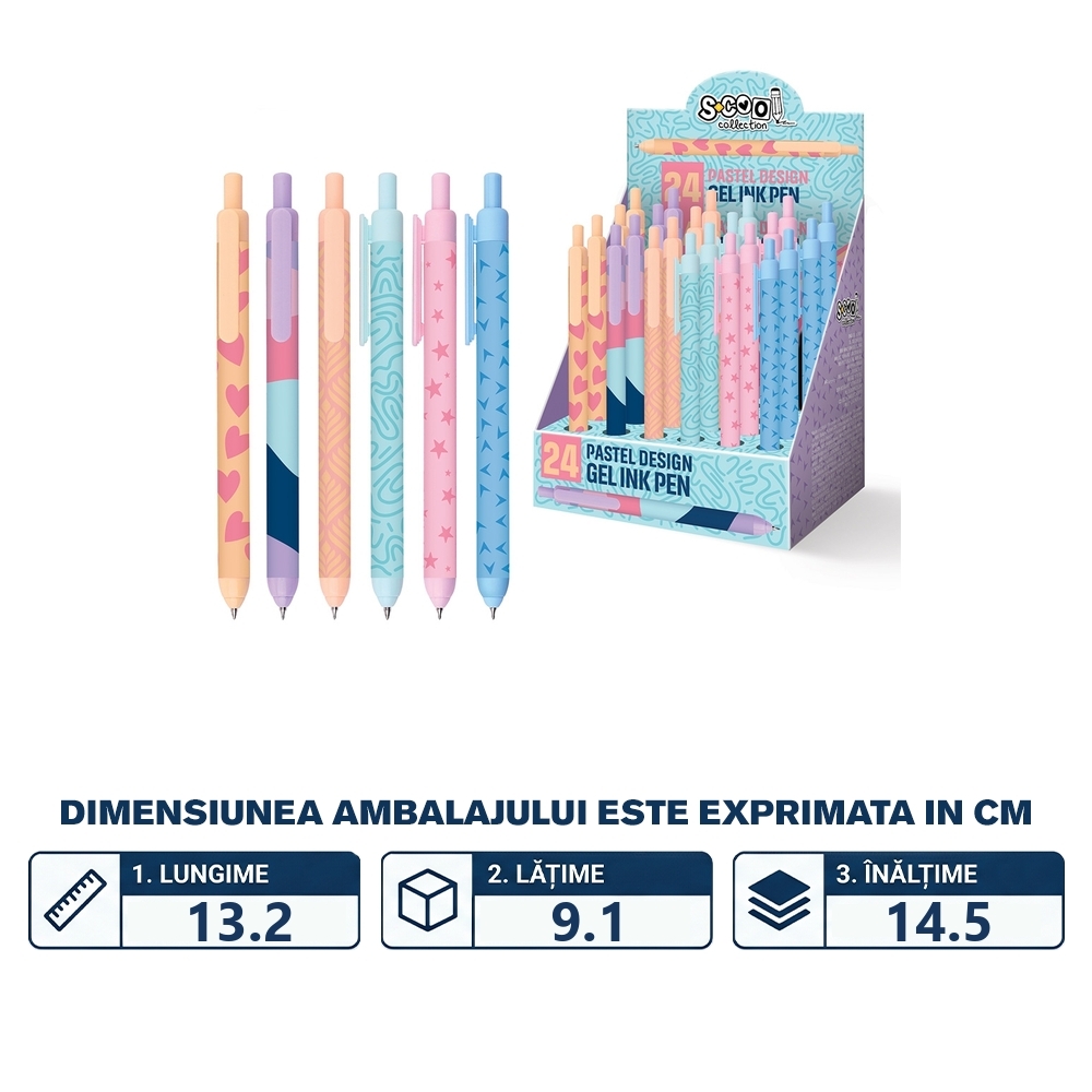 Pix cu gel, Pastel, 0.7mm, 24 buc/display - S-COOL - imagine 2