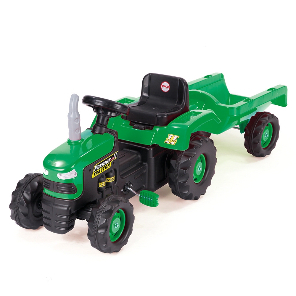 Tractor cu pedale si remorca/verde/53x143x45 - Dolu - imagine 2