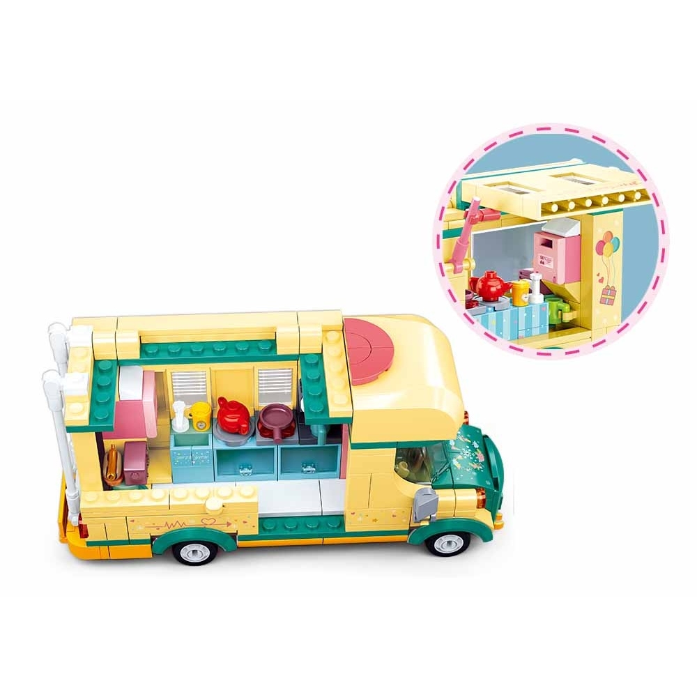 Set de constructie Girl's dream, 314 piese, Rulota camping - Sluban - imagine 4