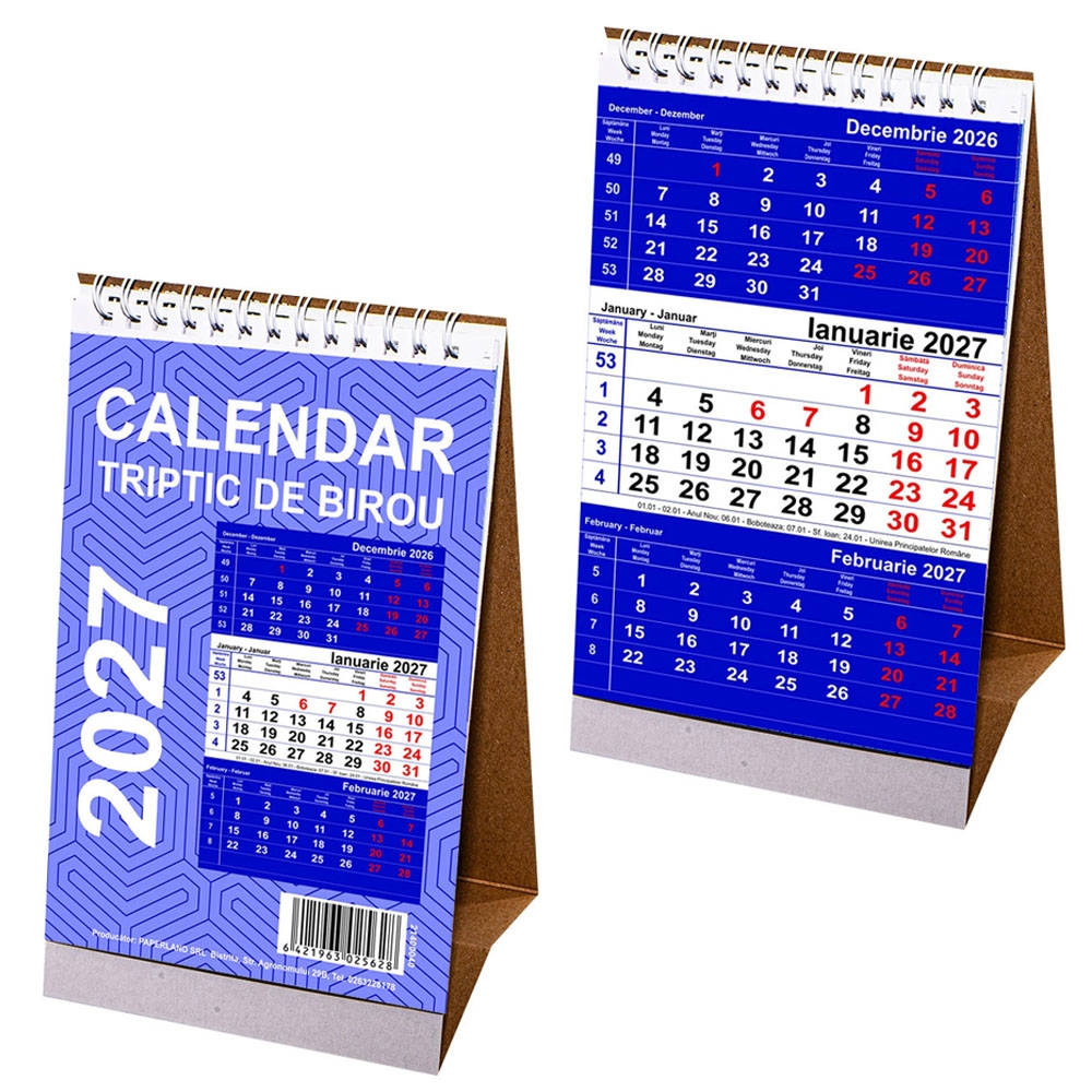Calendar de birou, triptic 2027