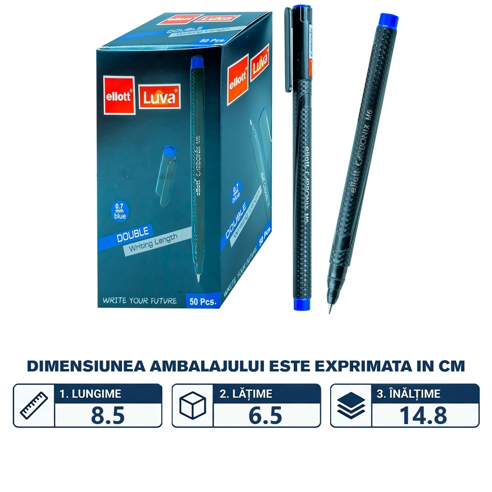 Pix cu semigel, mina albastra, 0.7 mm, Ellott - imagine 2