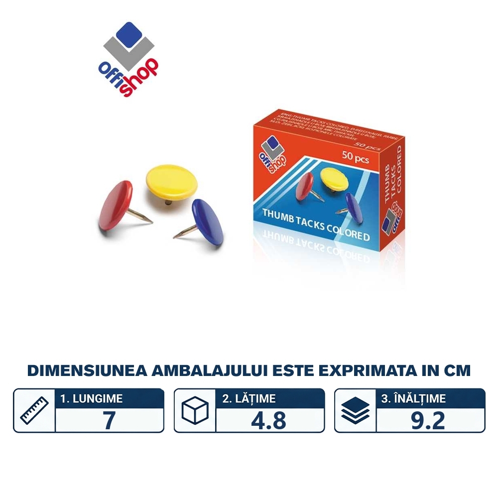 Pioneze color, 50buc/set - OFFISHOP - imagine 2