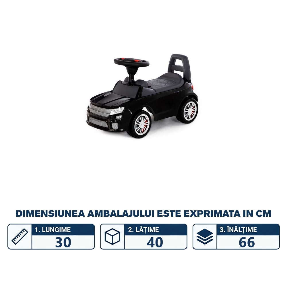Masinuta - Supercar, neagra, fara pedale, 66x28.5x30 cm, Polesie - imagine 2