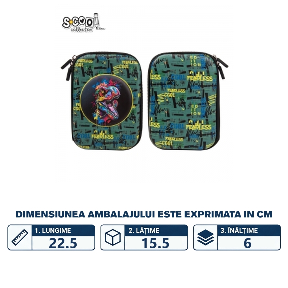 Penar neechipat 3D, 1 fermoar, FEARLESS, 22.5x15.5x6 cm - S-COOL - imagine 2