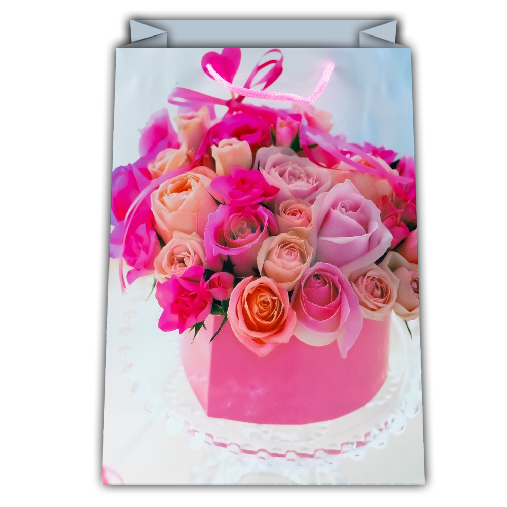 Punga cadou cu flori, 26x32x10 cm - imagine 3