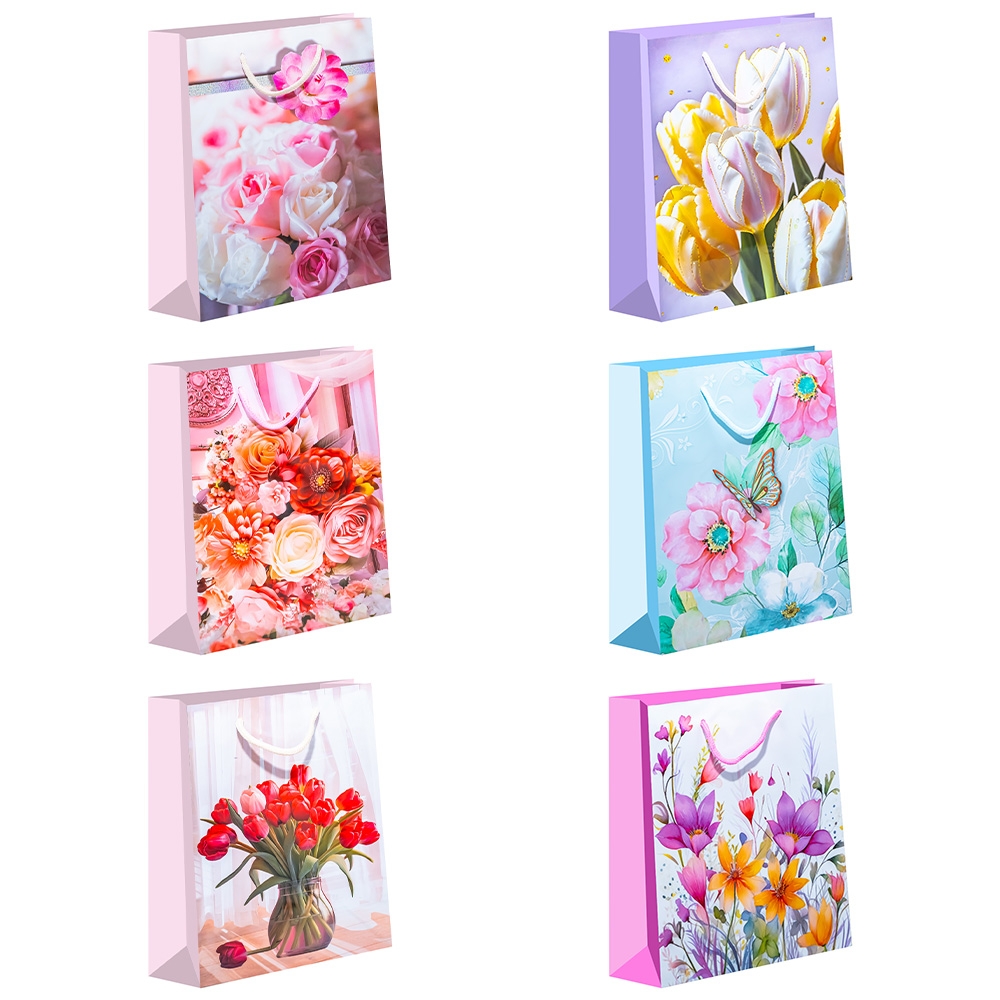 Punga cadou cu flori, 30x41x11 cm