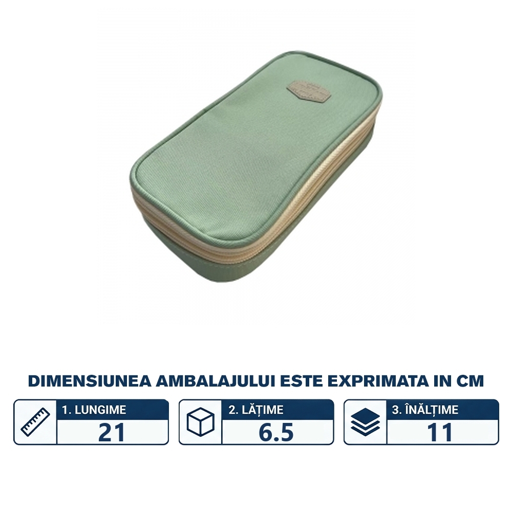 Penar borseta Urban, 2 fermoare, LIGHT GREEN, 21X6.5X11CM - S-COOL - imagine 2