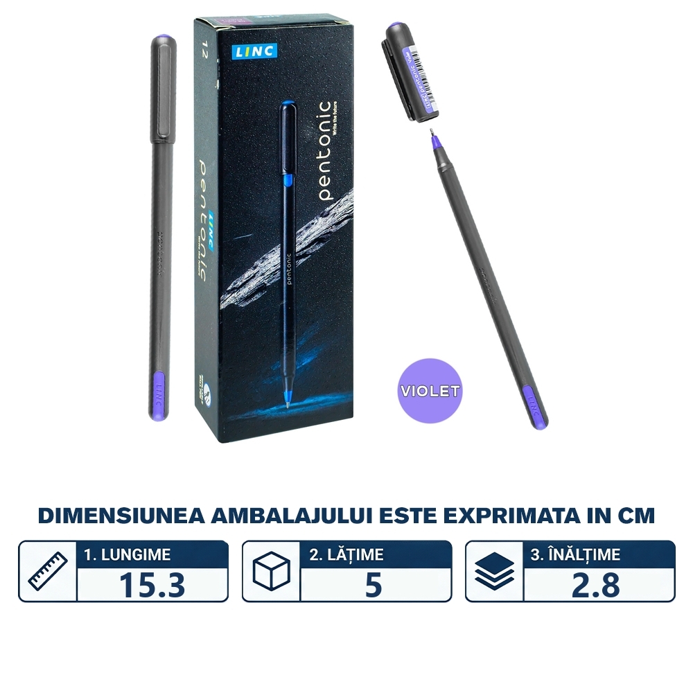 Pix Pentonic, corp argintiu, mina violet, 1 mm - Linc - imagine 2