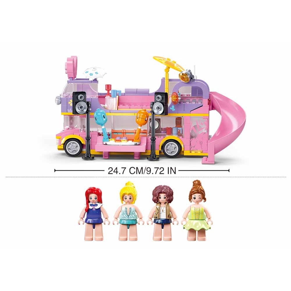 Set de constructie Girl's dream, 412 piese, Autobuzul formatiei - Sluban - imagine 4