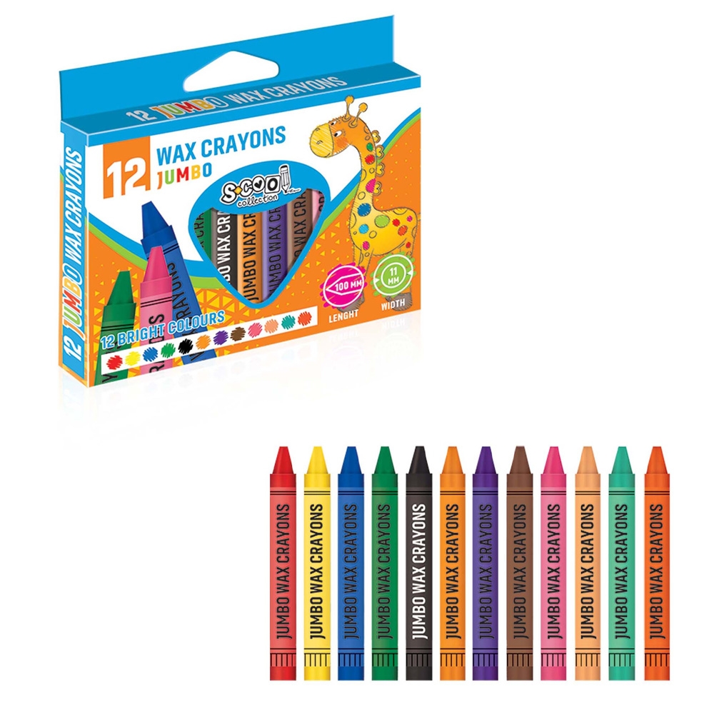 Creioane cerate, JUMBO, 12 culori/set - S-COOL - imagine 4